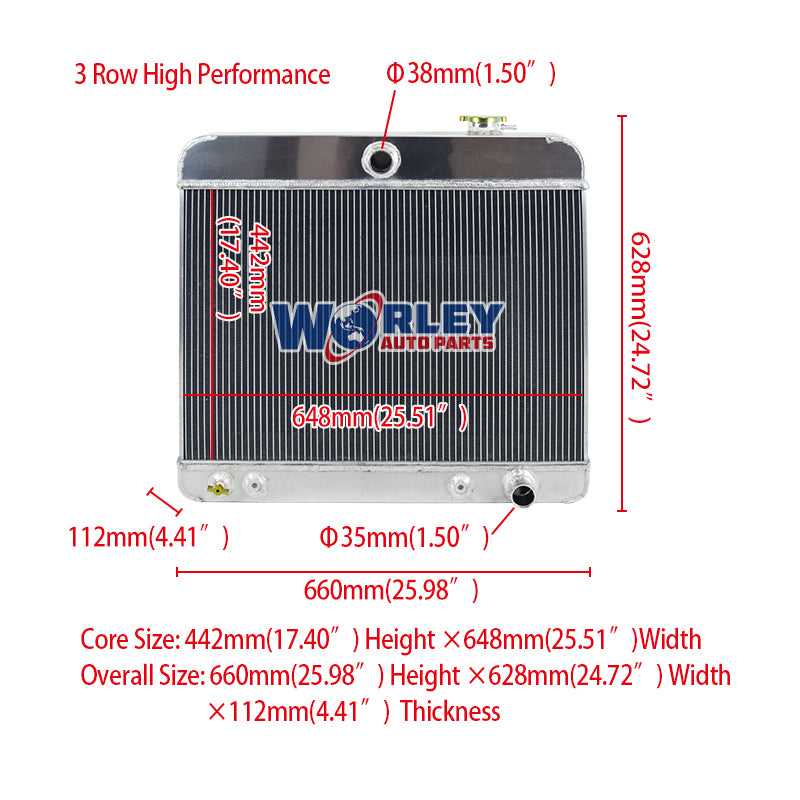 1Wolrey Aluminum Radiator Fits 1965 1966 GMC 1000/1500 Series Truck V6 Engine AT