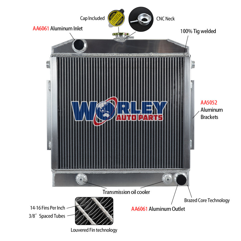 1Wolrey Aluminum Radiator Fits 1968-1977 Mercedes-Benz W114 230 250 280 250/280C;W115 230 220/240D 1969 1970 1971 1972 1973 1974