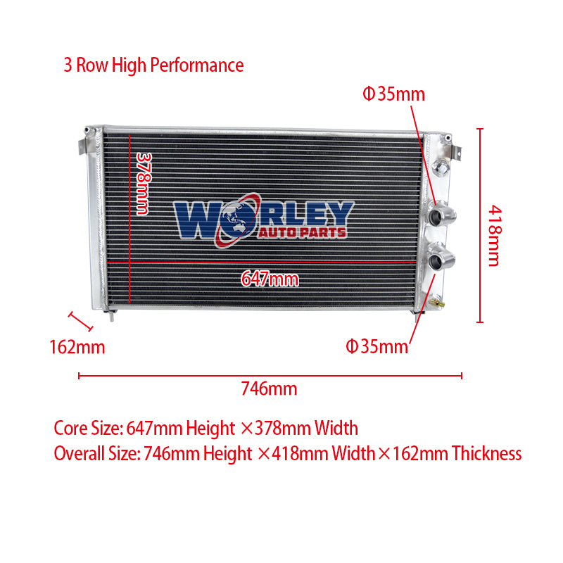 1Wolrey Aluminum Radiator Fits 1974-1989 De Tomaso Pantera V8 5.8L MT 1975 1976 1977 1978