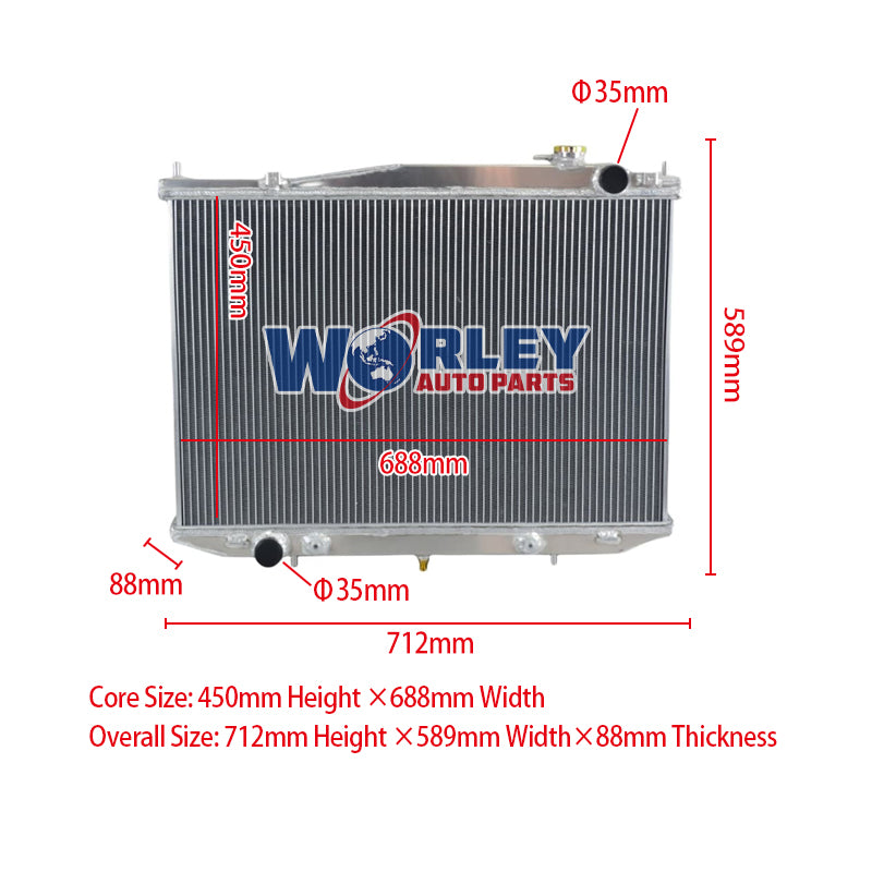 1Wolrey Aluminum Radiator Fits  1997-2001 Nissan Navara D22 3.2L 4cyl Diesel AT/MT 1998 1999 2000