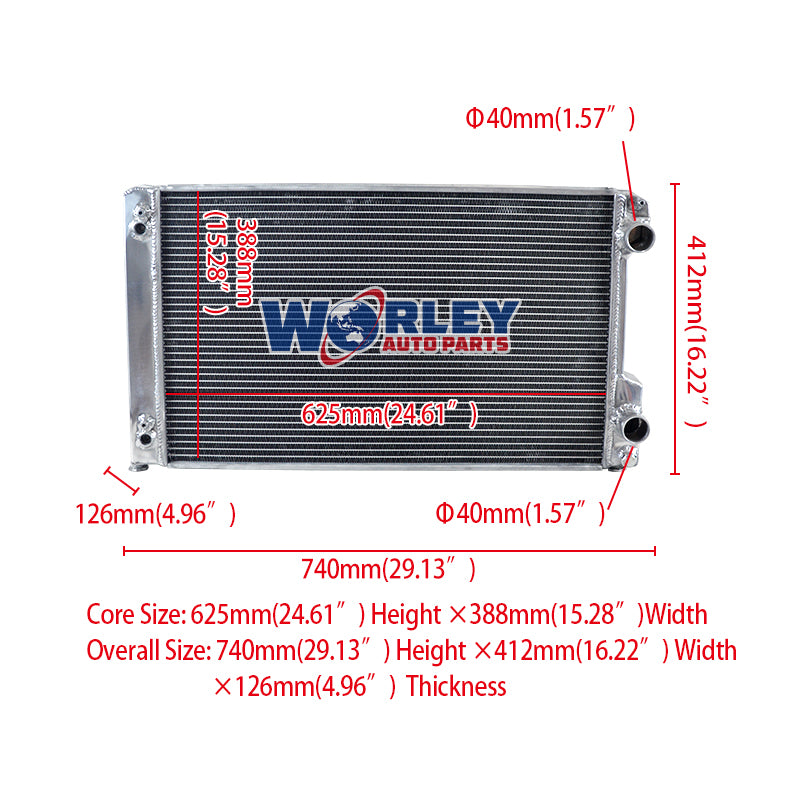 1Wolrey Aluminum Radiator Fits Audi V8 D11 quattro 3.6L 4.2L AT 1988-1994 1989 1990