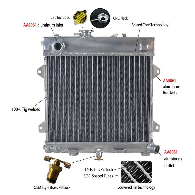1Wolrey Aluminum Radiator Fits BMW E30 M10 316i 318i 1982-1991 manual 1983 1984 1985 1986