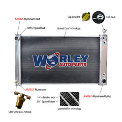 1Wolrey Aluminum Radiator Fits Chevy Chevrolet C/K 1500/2500/3500 1988-1997 GMC PICKUP SUBURBAN/Yukon 1989 1990 1991 1992 1993 1994 1995 1996