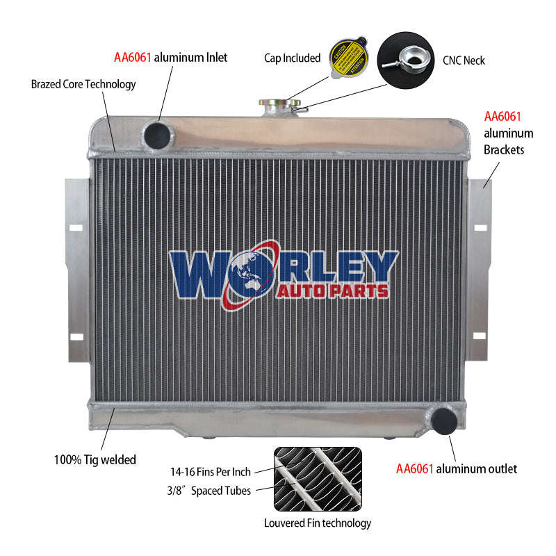 1Wolrey Aluminum Radiator Fits Jeep CJ Series CJ5 CJ7 w/ Chevy V8 1972-1986 1973 1974 1975 1976 1977