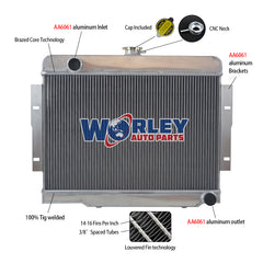 1Wolrey Aluminum Radiator Fits Jeep CJ Series CJ5 CJ7 w/ Chevy V8 1972-1986 1973 1974 1975 1976 1977