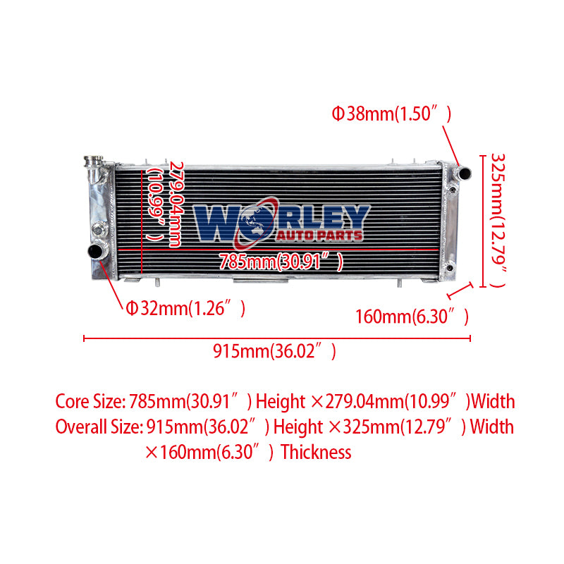 1Wolrey Aluminum Radiator Fits  Jeep Cherokee XJ 4.0L Right Hand Drive 1994-2001 AT 1995 1996 1997 1998 1999