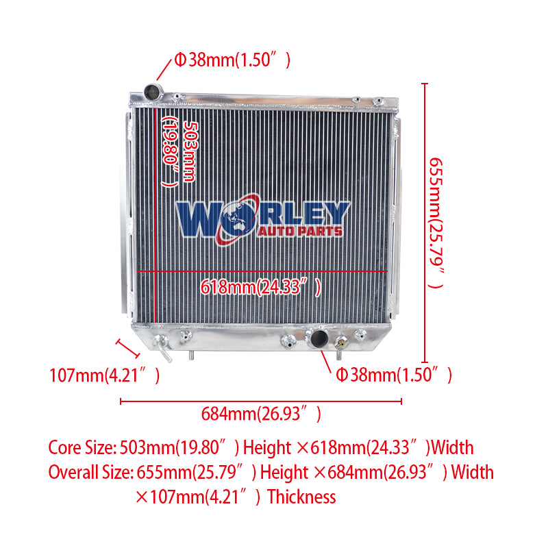1Wolrey Aluminum Radiator Fits Jeep GRAND CHEROKEE WJ WG 3.1 turbo diesel 1999-2005 AT 2000 2001 2002 2003 2004