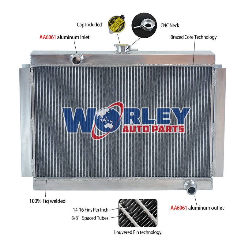 1Wolrey Aluminum Radiator Fits Nissan Datsun 280Z 280ZX MT 1975-1983 1976 1977 1978 1979 1980 1981 1982