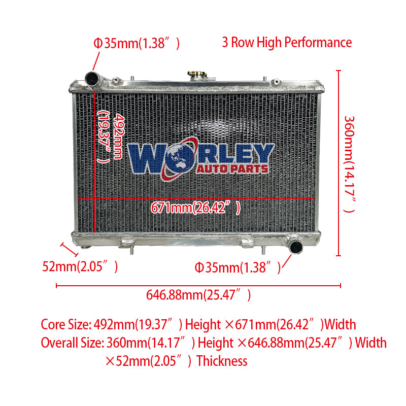 1Wolrey Aluminum Radiator Fits Nissan Silvia S13 SR20DET 1989-1994 1990 1991 1992 1993