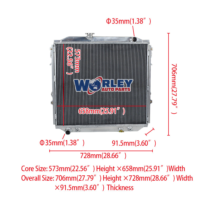 1Wolrey Aluminum Radiator Fits TOYOTA 4RUNNER 2.7 L4 3.4 V6 6CYL 1996-2002 1997 1998 1999