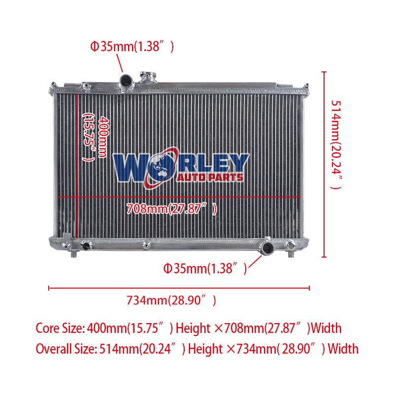 1Wolrey Aluminum Radiator Fits Toyota Mark 2 Chaser JZX100 2.5 1JZ-GTE 1996-2001 1997 1998 1999 2000 MT