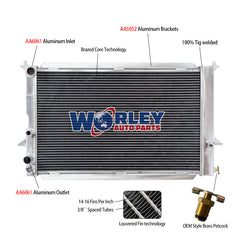 1Wolrey Aluminum Radiator for Audi S4 Type 4A C4 2.2L 20V Turbo L5 M/T 1991 -1994 1992 1993