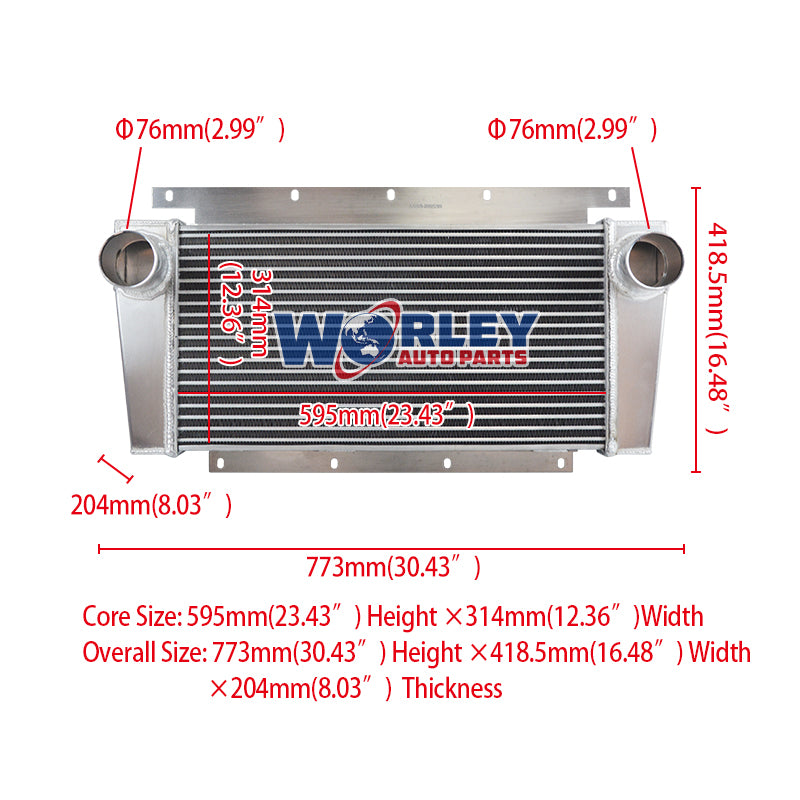1Wolrey For 1990-2006 International Navistar 4000 Series Truck Aluminum Intercooler 1991 1992 1993 1994 1995 1996