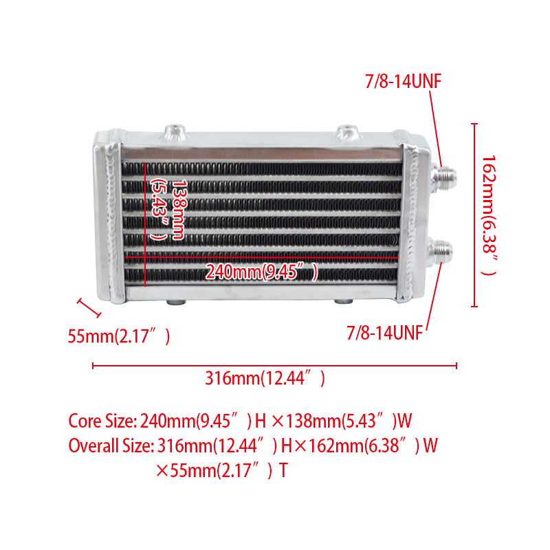 1Wolrey Small Overall:315 x 160 x 55mm Bar and Plate Dual Pass Oil Cooler Universal