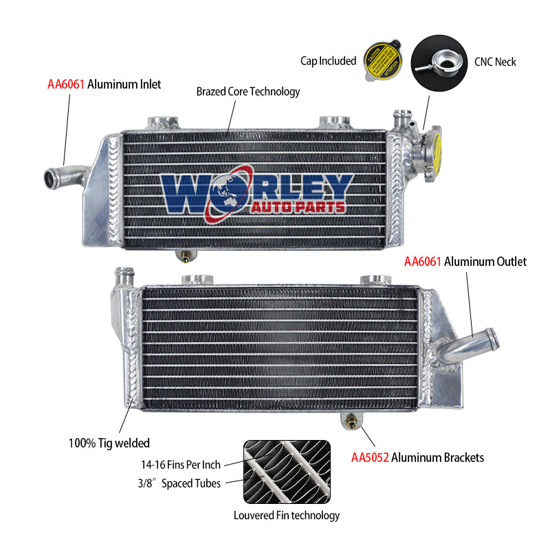 1Worley Aluminum Alloy Radiator KTM 250/350/450/505 EXC/SXF/SX-F/XC-F/XCF SMR 2008-2015 2009 2010 2011 2012 2013 2014