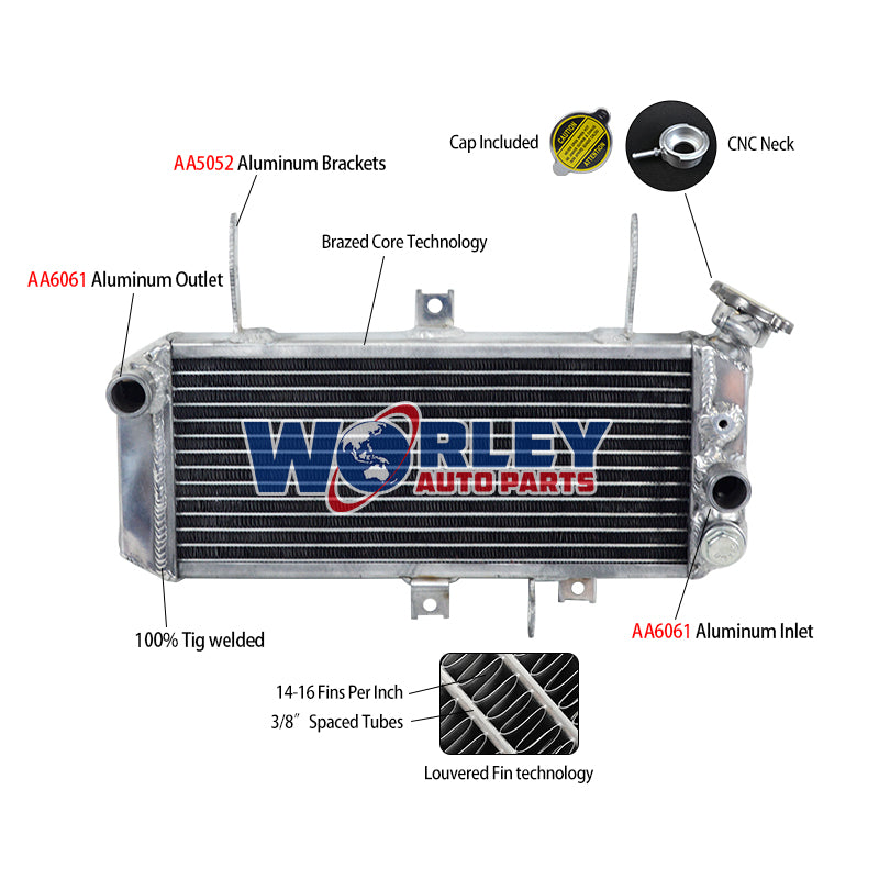 1Worley Aluminum Radiator For Suzuki SV650 SV 650 K5 K6 K7 K8 K9 2005-2009 2008 2007