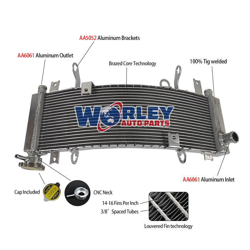 1Worley Aluminum Radiator For Suzuki TL1000R TL-R TL 1000 R 1998-2003 with Cap 1999 2000 2001 2002
