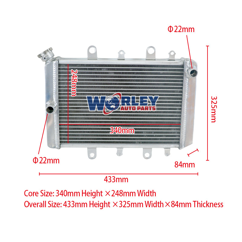 1Worley Aluminum Radiator For YAMAHA GRIZZLY KODIAK 700 YFM700 2015-2023 2016 2017 2018 2019 2000 2001