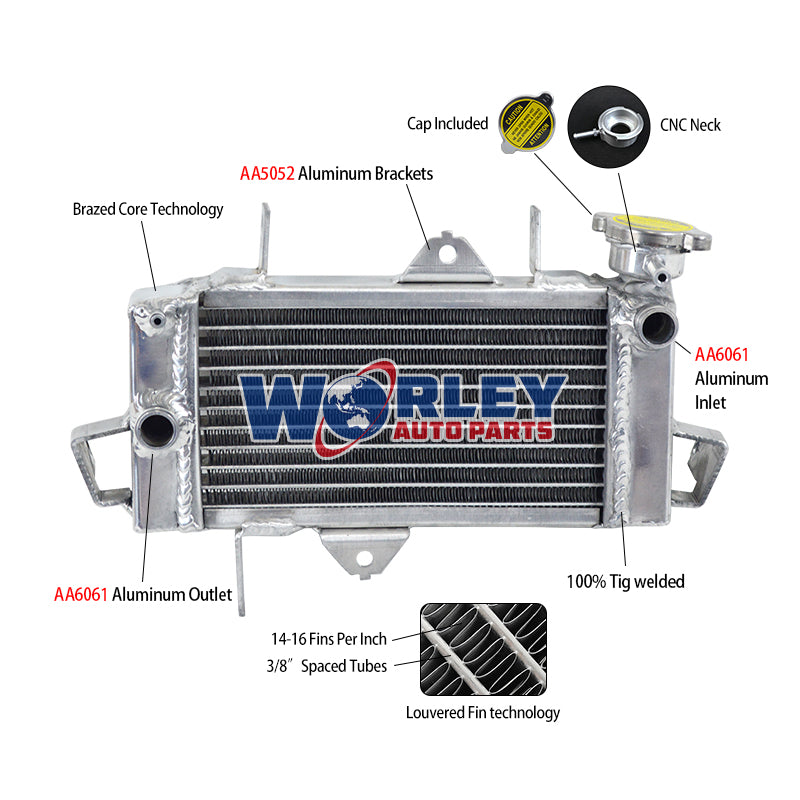 1Worley Aluminum Radiator For Yamaha YZF R125 YZF-R125 2008-2013 2009 2010 2011 2012