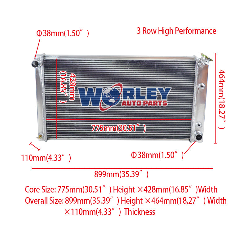 2Wolrey Aluminum Radiator Fit  1977-1992 Cadillac DeVille/Pontiac/Buick/Brougham Fleetwood AT