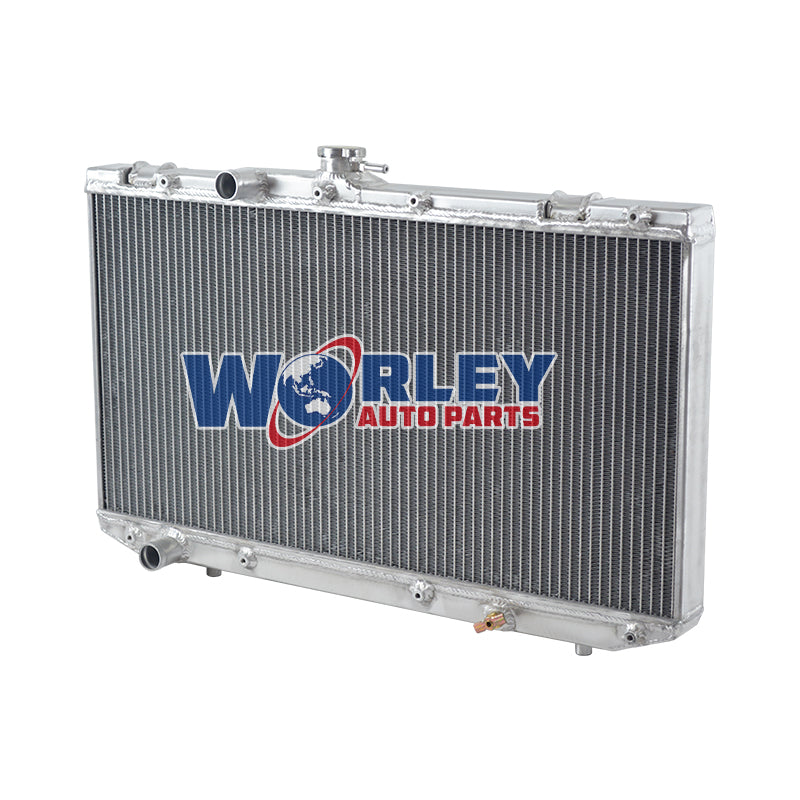 2Wolrey Aluminum Radiator Fit Toyota Starlet EP81 1.3 XL 2E/2E-E I4 MT 1989-1996 1990 1991 1992 1993 1994 1995