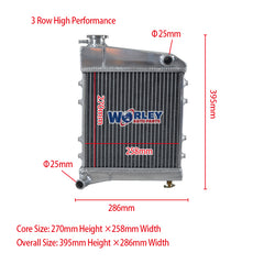 2Wolrey Aluminum Radiator Fits Austin Rover Mini Cooper 850 1000 1100 1275 1959-1991