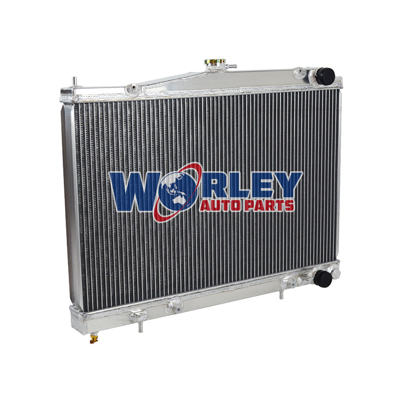 2Wolrey Aluminum Radiator Fits Nissan Pintara SKYLINE R33 R34 GT GTT GTR 1993-2003 AT 1994 1995 1996 1997 1998 1999 2000 2001 2002