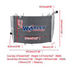 2Worley Aluminum Radiator FOR Honda CBR600RR 2007-2023 CBR600RR ABS 2009-2023 2010 2011 2012 2013 2014 2015 2016