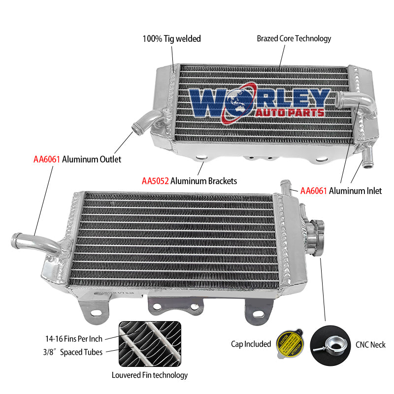 2Worley Aluminum Radiator FOR Yamaha YZF450 WR450 YZ 450 F WR 450 F  2007 2008 2009