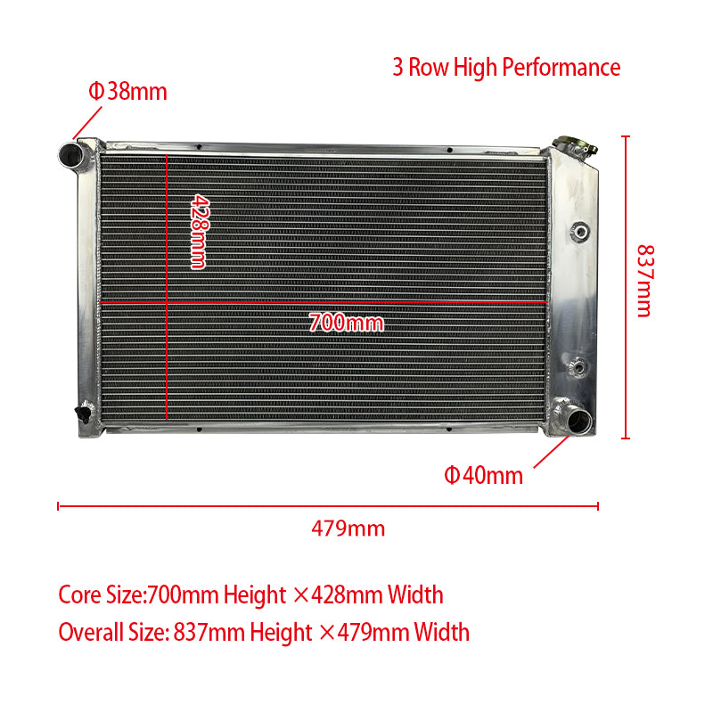 3Wolrey Aluminum Radiator Fits Pontiac Firebird / Trans Am 1970-1981 1971 1972 1973 1974 1975