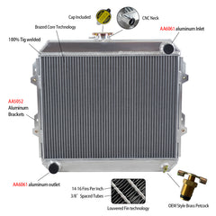3Worley Aluminum Radiator Fits 88-97 TOYOTA Petrol HILUX RN85 YN85 1.8L/2.0L/2.2L/2.4L Petrol