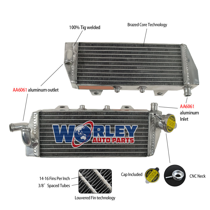 3Worley Aluminum Radiator ForKTM 125/150 SX/EXC 250/350 SXF/SX-F 2016 2017 2018