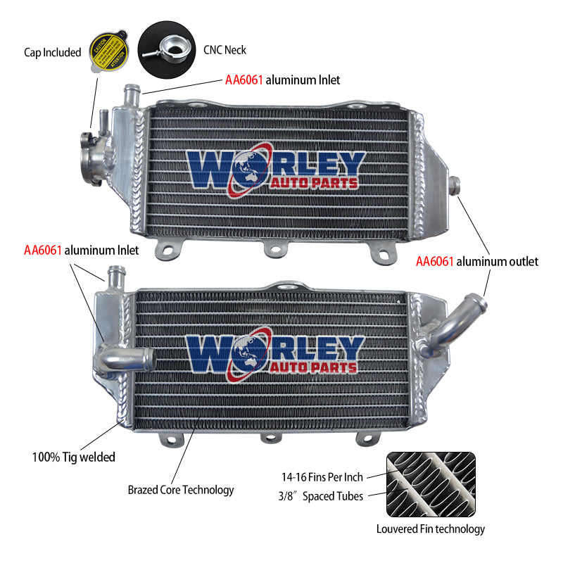 4Worley Aluminum Radiator For YAMAHA YZF250 YZ250F YZ 250F 2010 2011 2012 2013 