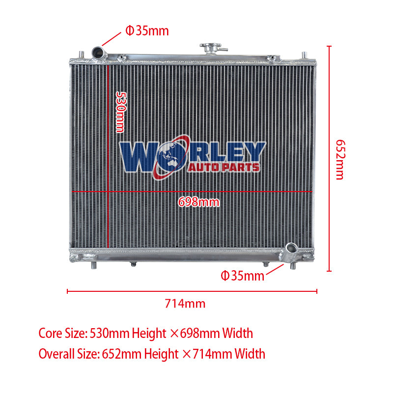 Wolrey Aluminum Radiator Fits Mitsubishi PAJERO III (Wagon); PAJERO IV; MONTERO 3.2 DI-D /TD 4WD 1999-2007 2000 2001 2002 2003 2004 2005 2006