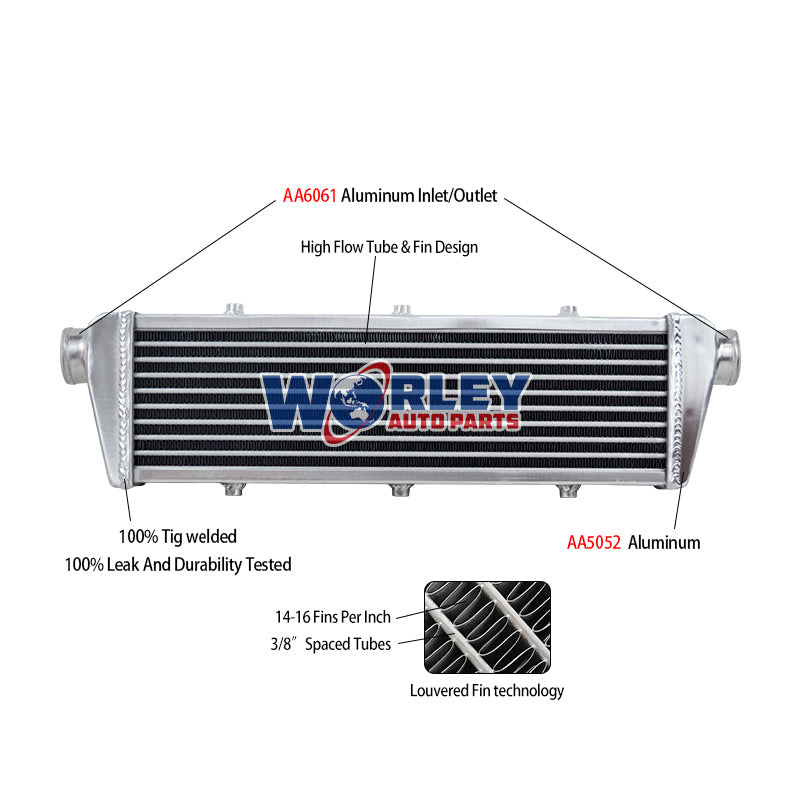 5Wolrey 685*208*68mm FMIC Front Mount Aluminum Intercooler Tube&Fin Turbo Universal