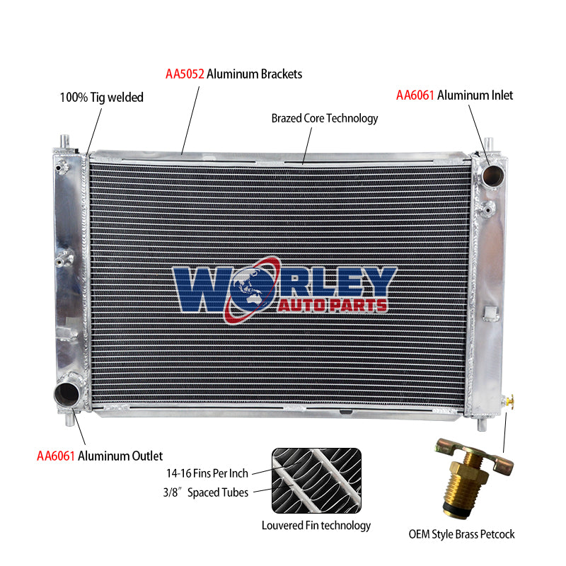5Wolrey Aluminum Radiator FOR FORD MUSTANG 1997-2004 MT V8 4.6 1998 1999 2000 2001