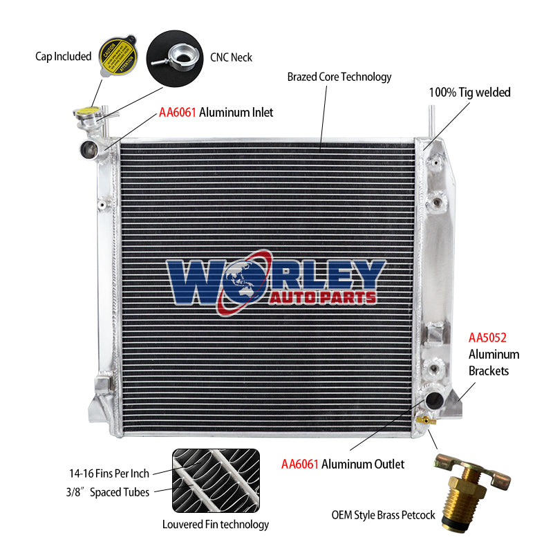 5Wolrey Aluminum Radiator FOR Holden Rodeo RA RC Colorado Isuzu D-MAX V6 3.6L Petrol AT MT