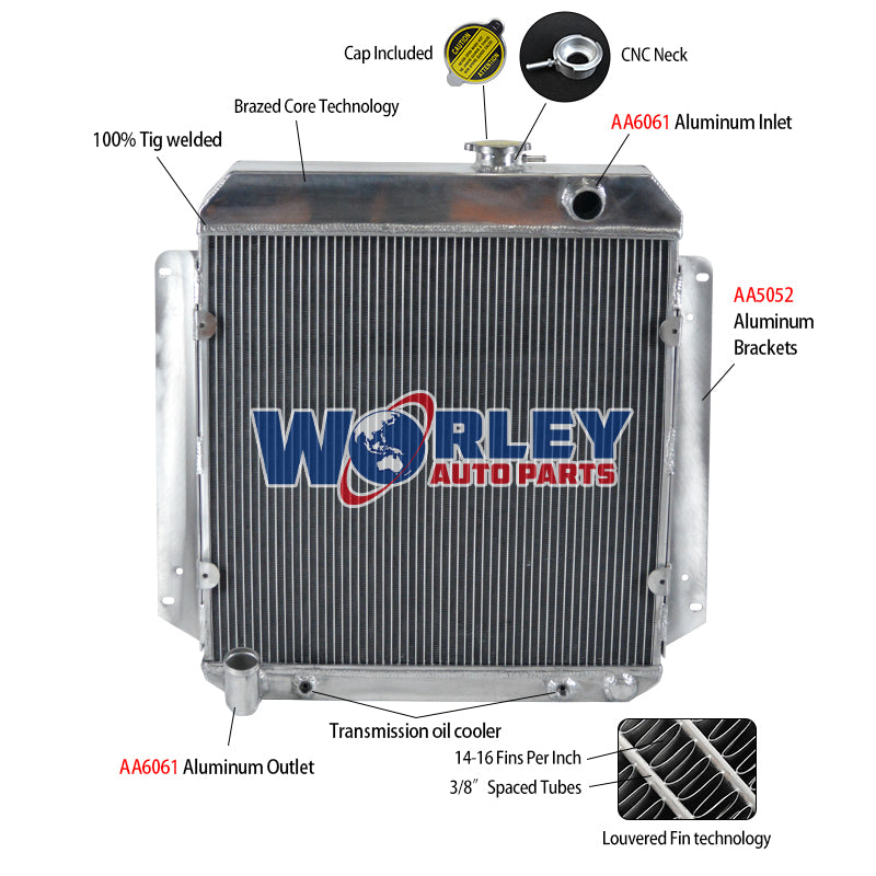 5Wolrey Aluminum Radiator Fits 1957 Buick Special V8 6.0L Automatic Transmission