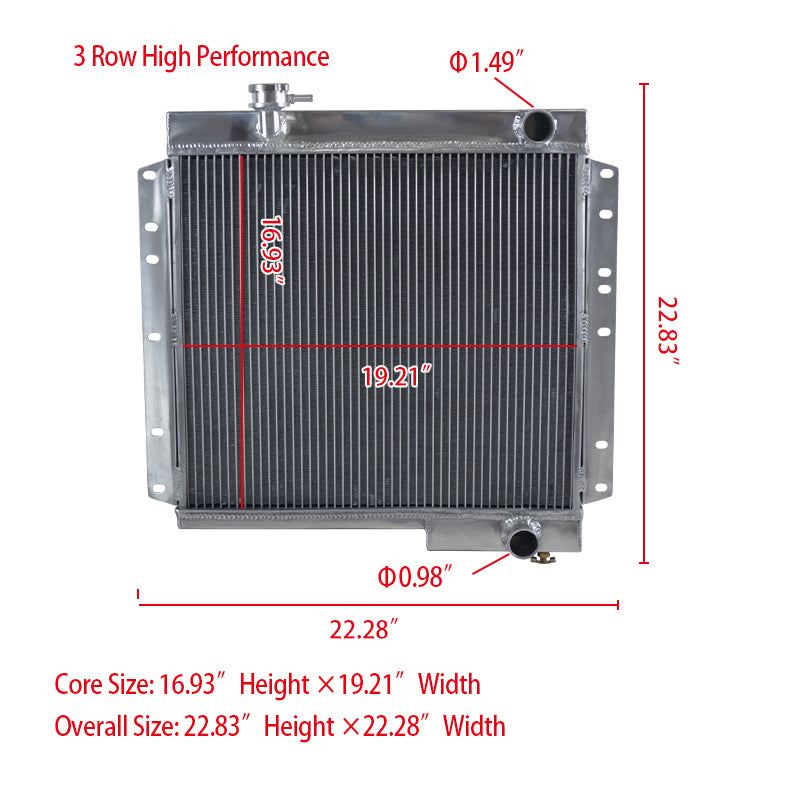 5Wolrey Aluminum Radiator Fits 1977-1984 Toyota Landcruiser 40 Series HJ47 HJ45 2H Diesel MT 1978 1979 1980 1981 1982 1983