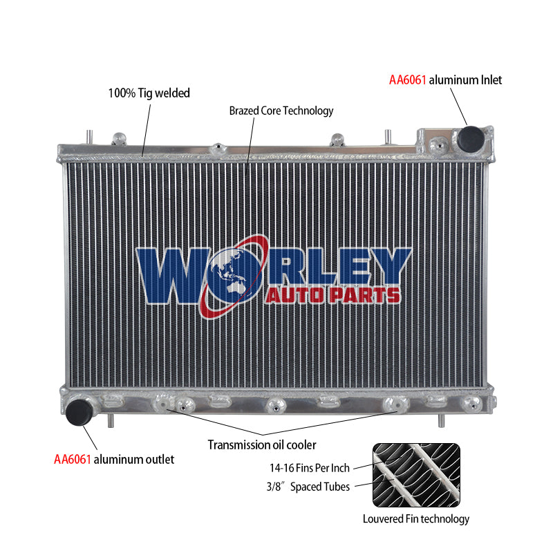 5Wolrey Aluminum Radiator Fits 2004-2008 SUBARU FORESTER XT(TURBO) 2005 2006 2007 MT