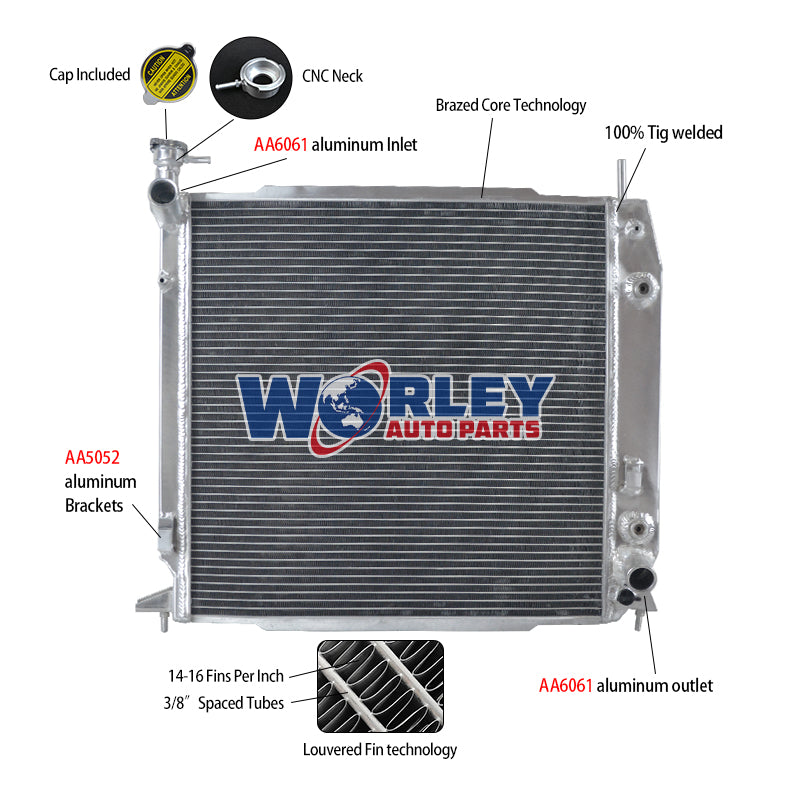 5Wolrey Aluminum Radiator Fits Holden Rodeo RA,Colorado RC Isuzu D-MAX 3.6L V6 Petrol 2003-2008.2004 2005 2006 2007