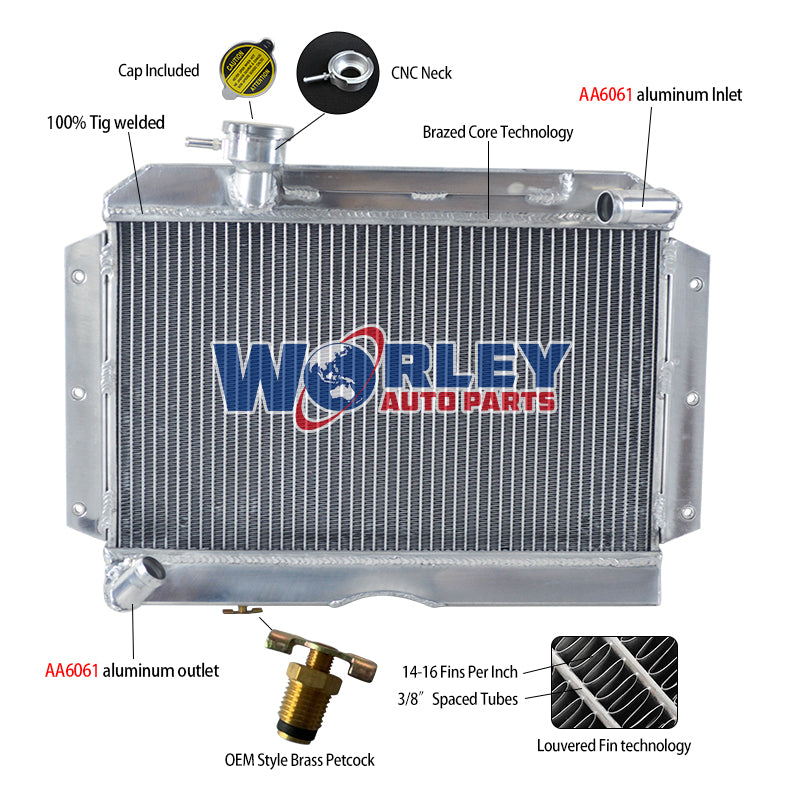5Wolrey Aluminum Radiator Fits MG MGA 1500/1600/1622/DE-LUXE MT 1955-1962 1956 1957 1958 1959 1960 1961