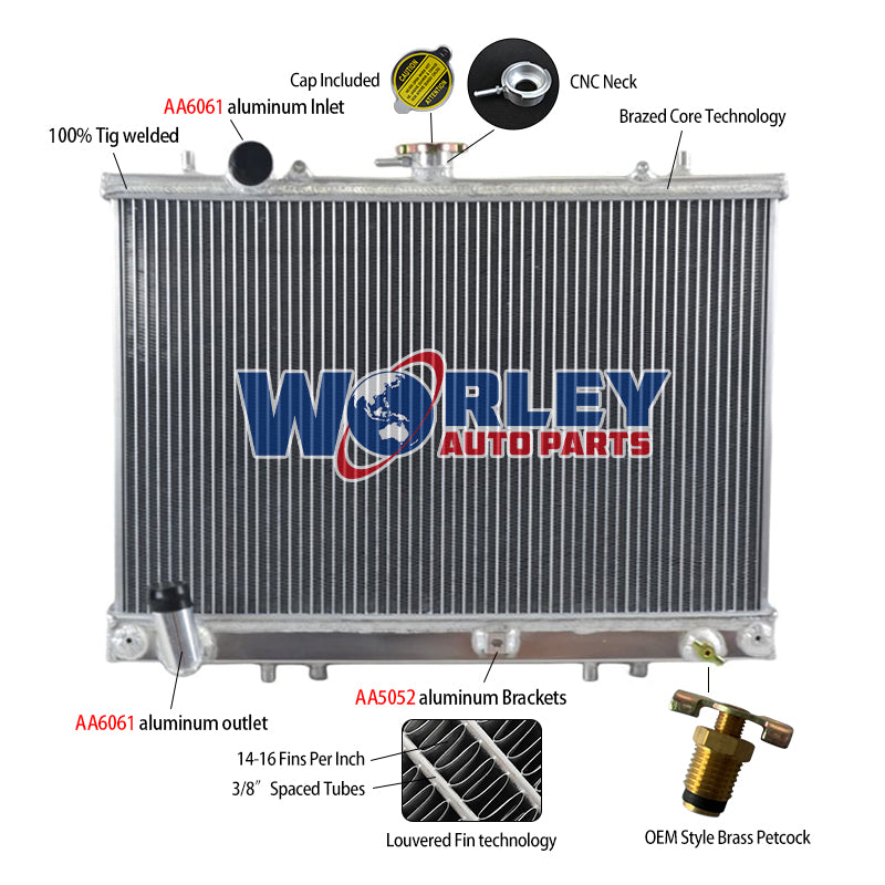 5Wolrey Aluminum Radiator Fits Mitsubishi TRITON MK 3.0L 6Cyl V6 10/1996-6/2006 1997 1998 1999 2000 2001 2002 2003 2004 2005