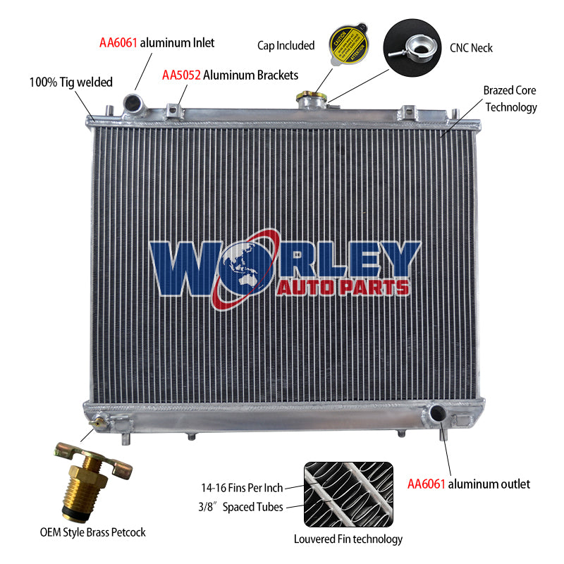 5Wolrey Aluminum Radiator Fits Pajero Montero Shogun NM NP NS NT 2.8 3.2 Diesel V6 AT