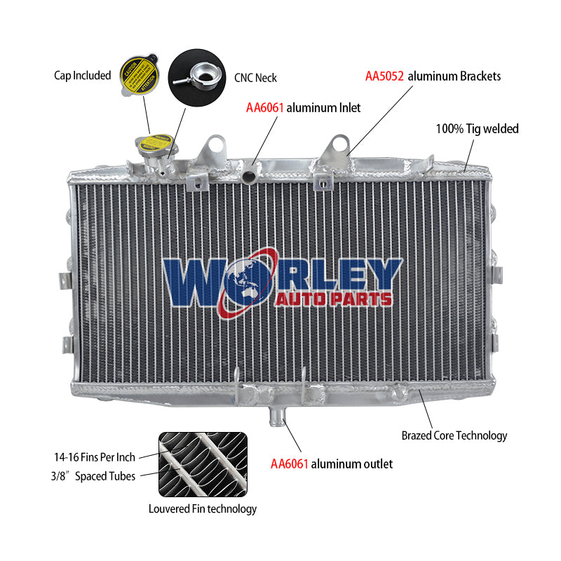5Wolrey Aluminum Radiator Fits TRIUMPH ROCKET 3 III 2300 2294CC 2004-2017 2016 2015 2014 2013 2012 2011 2010  2009 2008 2007 2006 2005