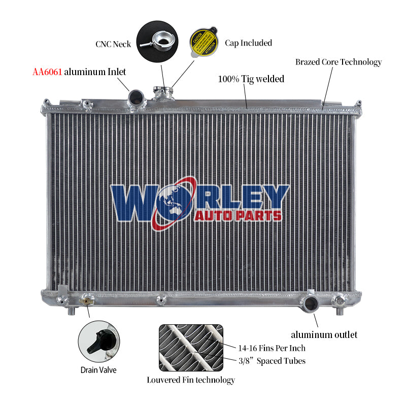 5Wolrey Aluminum Radiator Fits Toyota Mark 2 Chaser JZX100 2.5 1JZ-GTE 1996-2001 1997 1998 1999 2000 MT