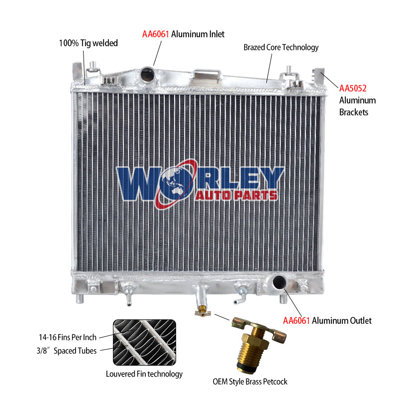 5Wolrey Aluminum Radiator Fits Toyota Yaris/Corolla AXIO NCP 90/91/92/93 130/131 NZE161 1NZ AT