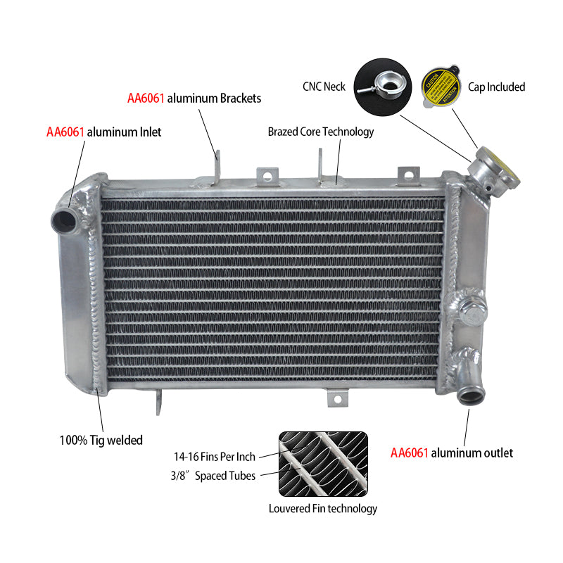 5Worley Aluminum Radiator For2011-2017 HYOSUNG GT650R GT650 GT 650R 2012 2013 2014 2015 2016