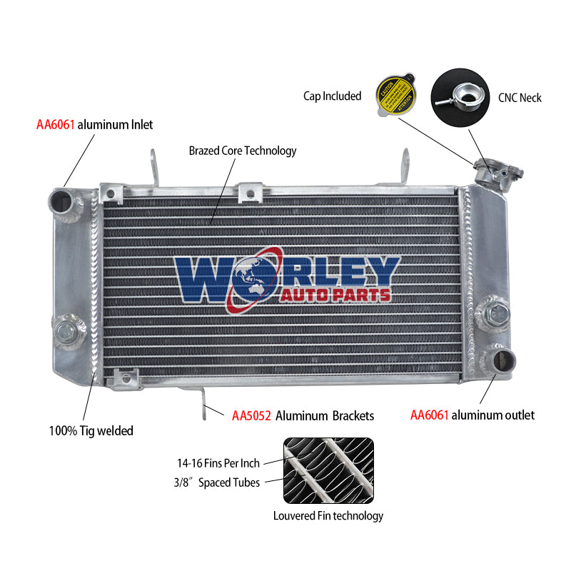5Worley Aluminum Radiator For 1997-2001 Suzuki TL1000S TL 1000S 1998 1999 2000