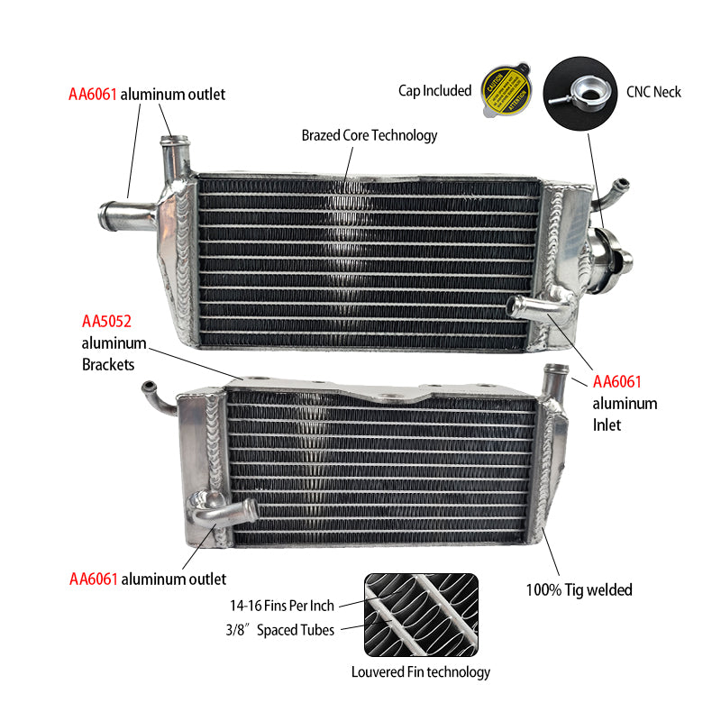 5Worley Aluminum Radiator For Honda CR125R CR125 CR 125 R 1990-1997 1991 1992 1993 1994 1995 1996